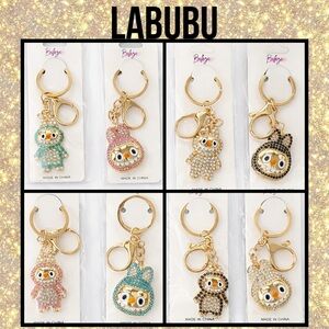 Labubu Rhinestone 2 Keychain Charm Cute Bag Charm / Multiple Colors / Gold Tone